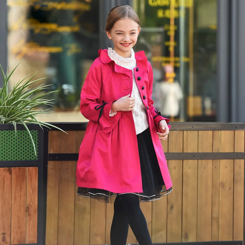 

Trench coats for girls jackets for girls Children Winter parka girl Lotus leaf collar Long-sleeved children windbreaker 30#