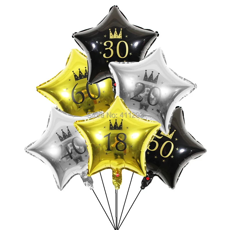 3 шт./лот 30th на день рождения воздушные шары, 16, 18, 20, 21 30 40 50 60 70 80th День Рождения украшения черного и золотого цвета серебряный годовщина воздушные шары