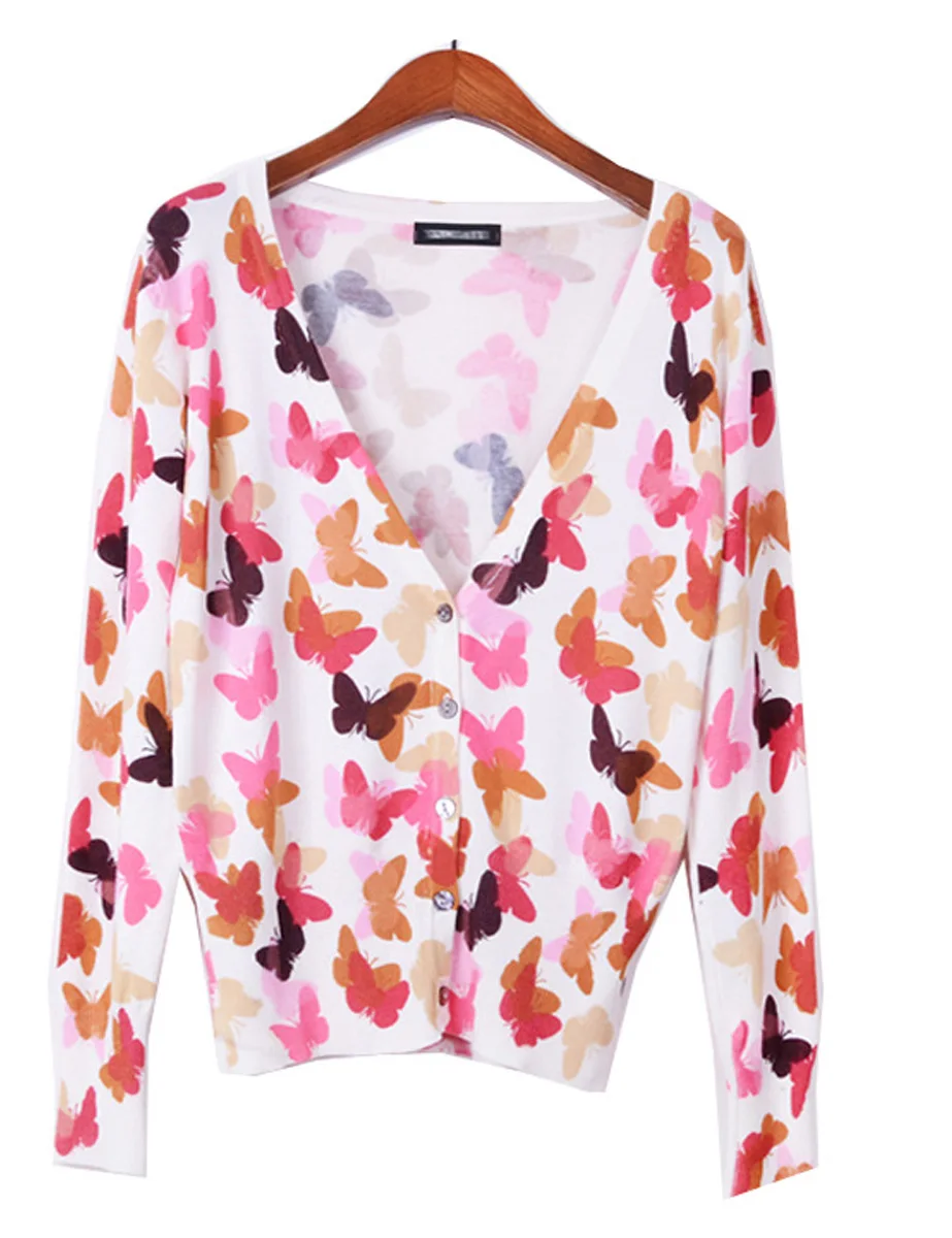 cotton print cardigan