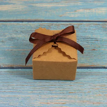 

50pcs White Mini Kraft Paper Dragee Box DIY Wedding Favor Deco Mariage Gift Box Small Single Candy Box Packaging with Ribbon