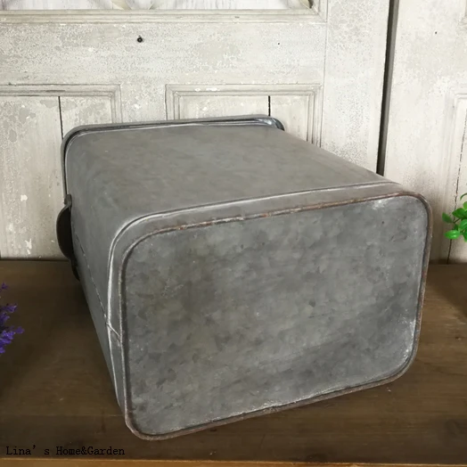 vintage galvanized zinc storage box organizer with lid (5)