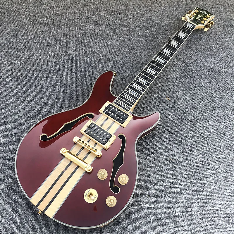 

2019 New Double F-hole body electric guitar,neck through body,Golden Hardwaren free shipping