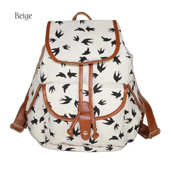 

Women Canvas Backpack Fashion Swallow Printing School Bag for Teenage Girl Cute Multi-Function Casual Laptop Bagpack Mujer