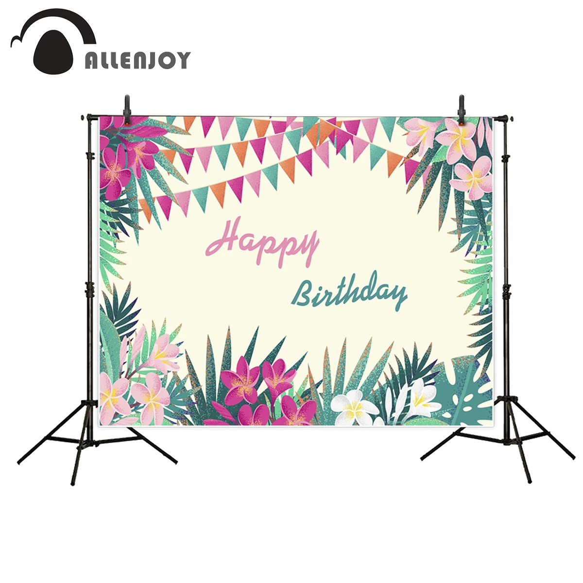Allenjoy Photography Backdrop Tropical Plant Red Flower Banner