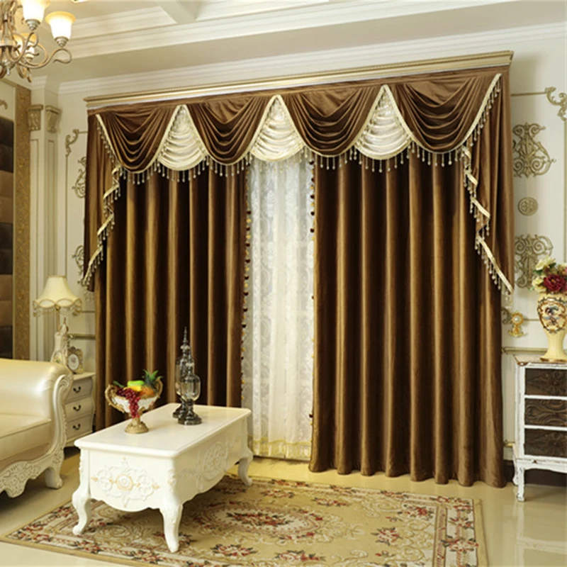 

New Solid Color Dutch Velvet Valance Window Curtains Fabric European Curtain in Living Room Blackout Pelmet Drapes for Bedroom