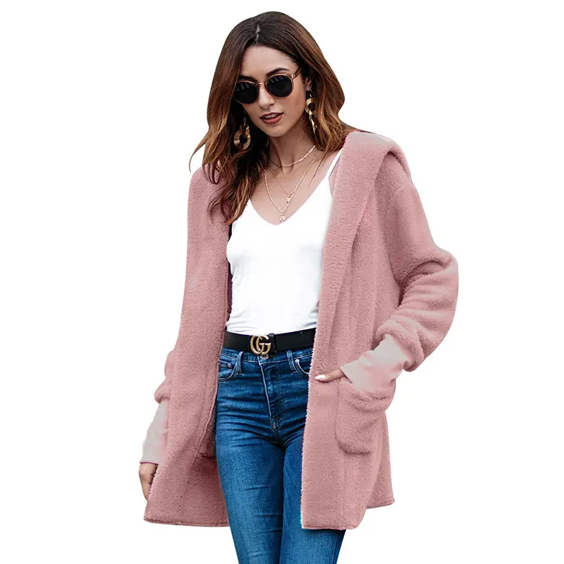 

long faux fur coat women Thicken Winter fake fur streetwear pink black coat female Fashion Streetwear Cardigan outerwear Z5878