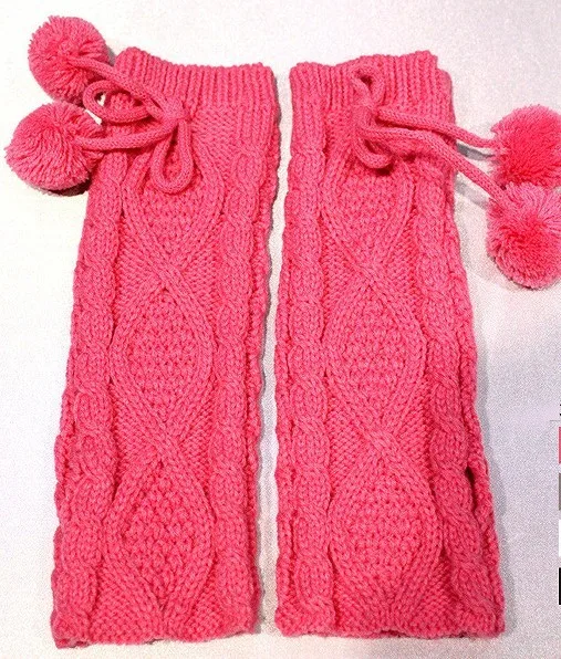 Новые однотонные Пушистые вязаные женские перчатки, теплые зимние перчатки без пальцев, вязаная рукавица - Цвет: Rose Pink