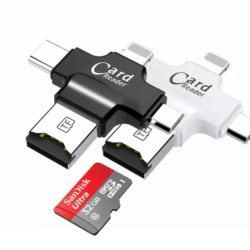 4 в 1 Micro usb type C USB Смарт OTG кард ридер карты памяти SD адаптер для IOS iPhone Android