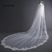 3M One Layer Lace Edge Cathedral Wedding Veil Long Bridal Veil Cheap Wedding Accessories Veu de Noiva