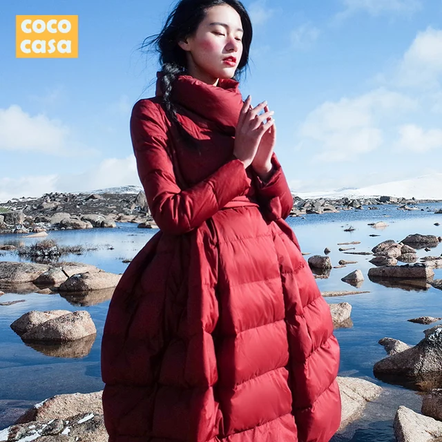 Best price at $254 Cheap 2015 new Hot winter Thicken Warm Woman Down jacket Coat Parkas Outerwear Luxury A word long plus size High Original High Waist