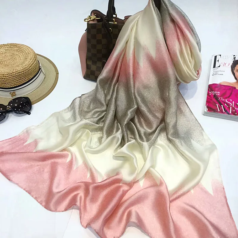AL7808pink Модный великолепный шелковый шарф роскошный женский брендовый шарф для женщин шаль Пашмина высокое качество с принтом хиджаб обертывания 180*90 см - Цвет: AL7808pink