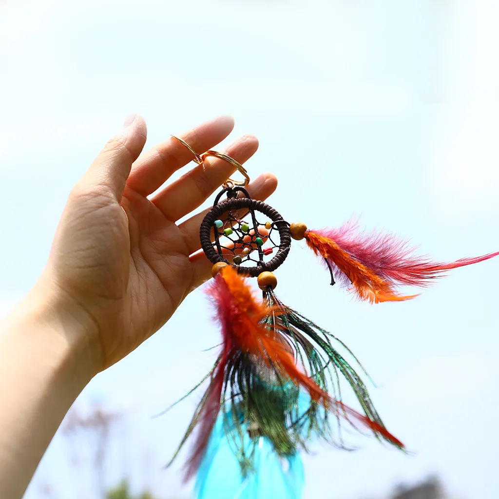 

Classic Handmade Keychain Dreamcatcher Feathers Pendant Key Ring Car Wall Gift Keychain Dream Catcher Keychain Key Rings Trinket