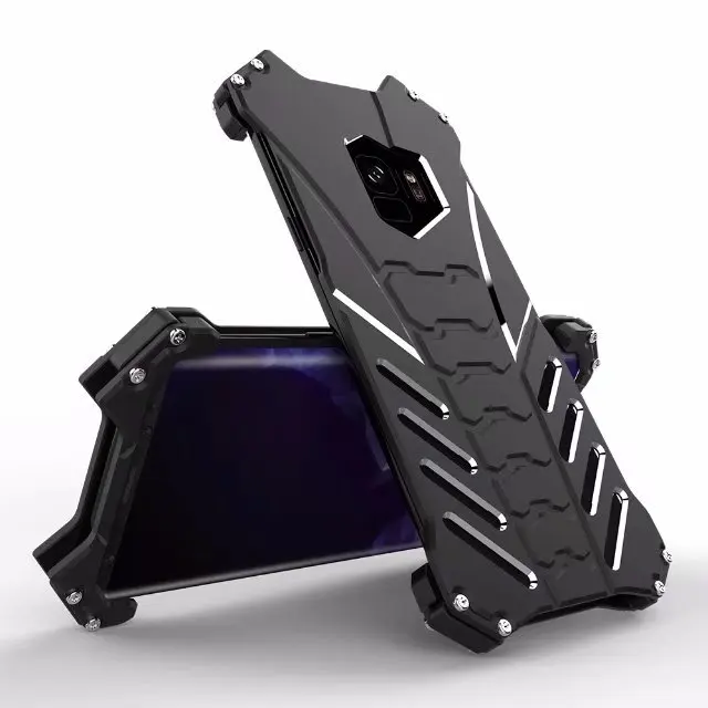 R-JUST Armor Heavy Dust Metal Aluminum CNC BATMAN protect Skeleton phone shell case cover for samsung galaxy S9 + bracket |