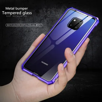 

For Huawei Mate 20 Pro/Mate 20 Lite cases clear Tempered glass back cover Aluminum Metal bumper Frame For Huawei Mate 20X coque