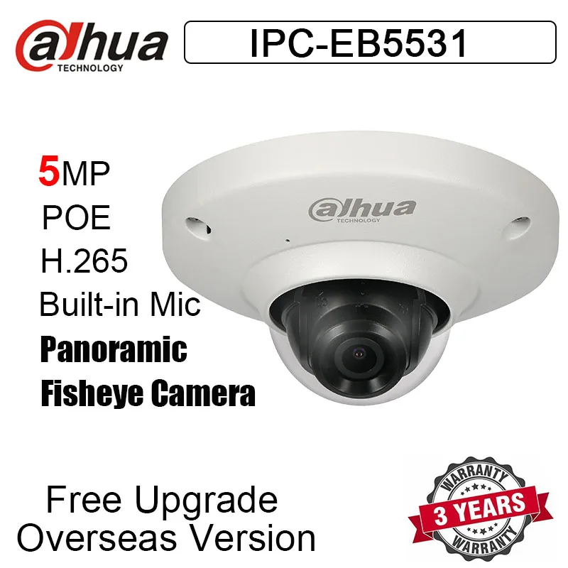 5MP IPC-EB5531 панорамная сетевая камера рыбий глаз POE IP67 H.265 Встроенный микрофон слот для sd-карты Замена IPC-EB5500 ip-камера