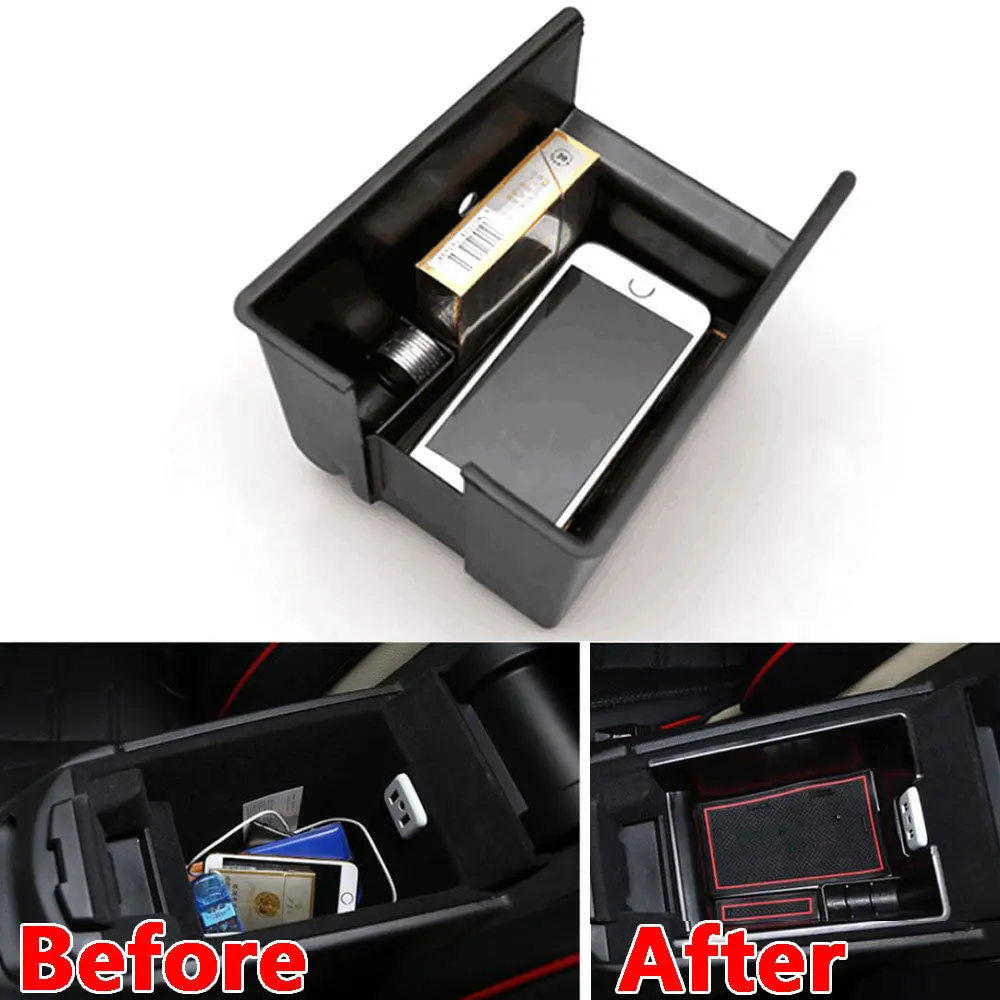Car Accessories 1pcs Black Interior Armrest Storage Box Holder Tray Fit