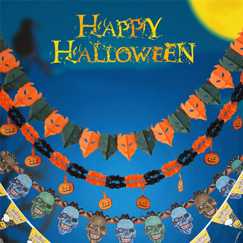halloween party outdoor paper pull flower decoration lengthen paper flower paper chain