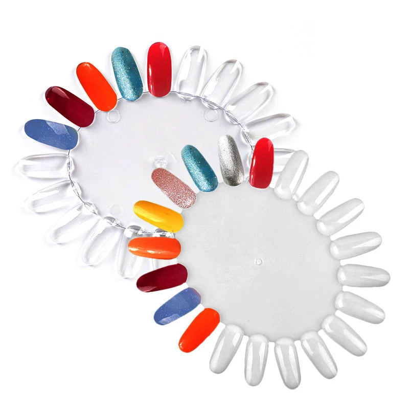 

White and Transparent Nail Art Display Boards Wheel Plastic Nail Art Tips Color Cards Practice False Nail Tools