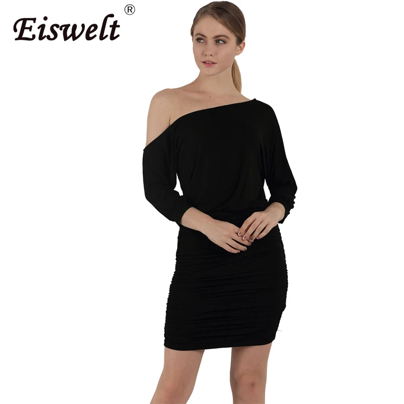 

EISWELT Women Dress 2017 Spring Summer Off Shoulder Club Party Sexy Bodcon Slim Wrap Pencil Dress Women Wd29