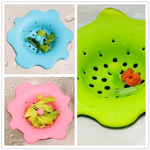 New 3 Colors Design Bathroom Shower Drain Cover Flower Hair Filter Sink