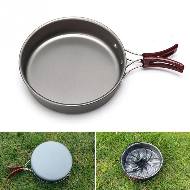 De aleación de aluminio de Camping al aire libre de la olla de Picnic medio sartén portátil sola olla diámetro 18 CM 1.1L redondo bote #18