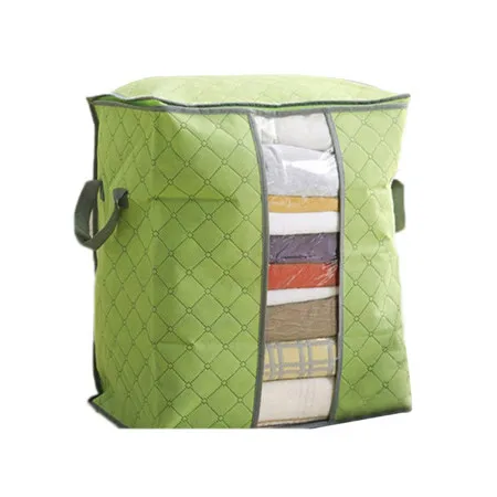 Quality Non Woven Clothes Quilt Storage Bag Zipper Portable Clothing Box Closet Underbed Beddings Pouch Organizer Pack Bags#B30 - Цвет: green