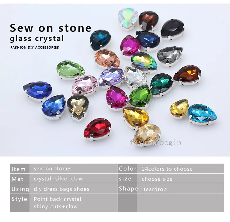 20p color Rhinestone 6x8mm Sewing On Faceted Crystal glass Oval Stone Dress bead 