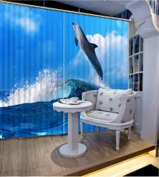 Волна шторы s высокое качество на заказ океан шторы s 3D шторы Роскошные Затемненные окна шторы гостиная