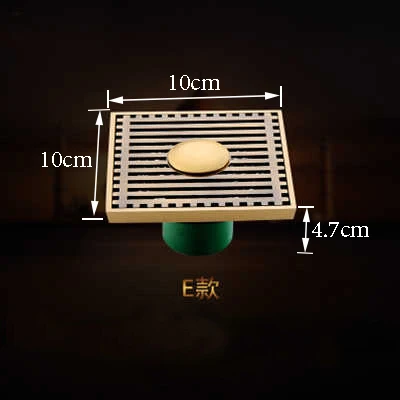 10 см* 10 см Европейский Стиль античная латунь дезодорант квадратный напольный сливной фильтр крышка раковина решетка Ванная комната Кухня Душ сливной DL-0505F - Цвет: E