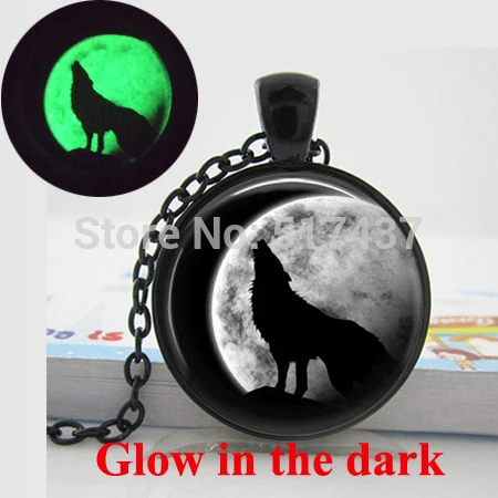 

Glowing Necklace Pendant Wolf Necklace for men/women, Glow in the DARK, art photo Wolf Moon Jewelry