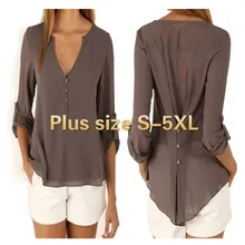 ZOGAA Plus Size S-5XL New Fashion Casual Sexy Deep V Neck Button Slim Waist Long Sleeves Chiffon Blouse Shirt Top ZOGAA Plus Size S-5XL New Fashion Casual Sexy Deep V Neck Button Slim Waist Long Sleeves Chiffon Blouse Shirt Top