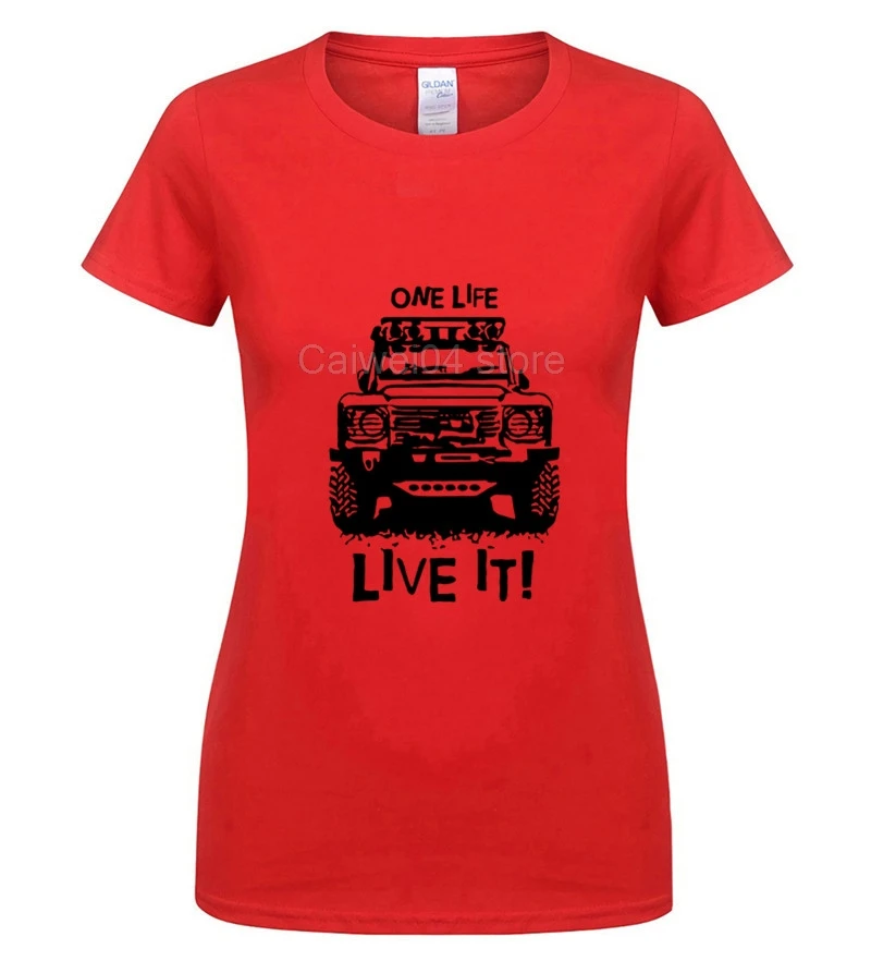 Мужская футболка с короткими рукавами и принтом, 90 110, One Life Live it Off Road - Цвет: women red