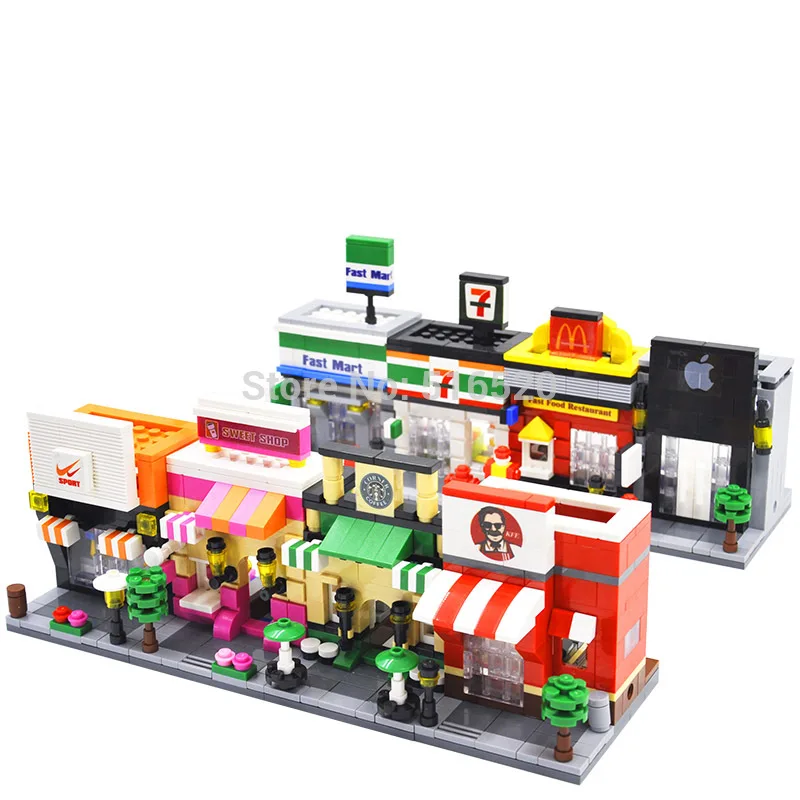 

legoinglys City Mini Street Scene 3D Retail Store Architectures Educational Building Blocks Sets Model Toys For Children