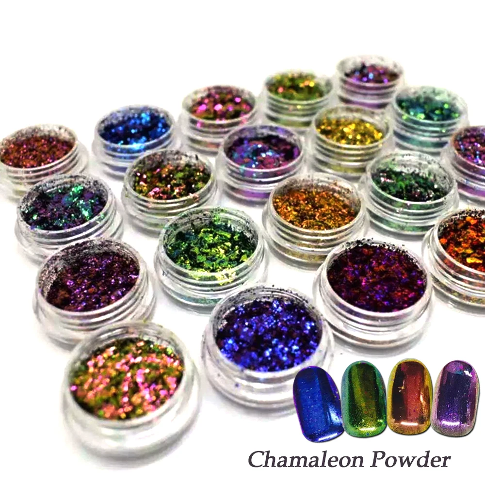 

1 Bottle New Chameleon Flakes Magic Effect Holographic Nail Powder Glitter Sequins DIY Nail Art Decoration Pigment SABS07-27