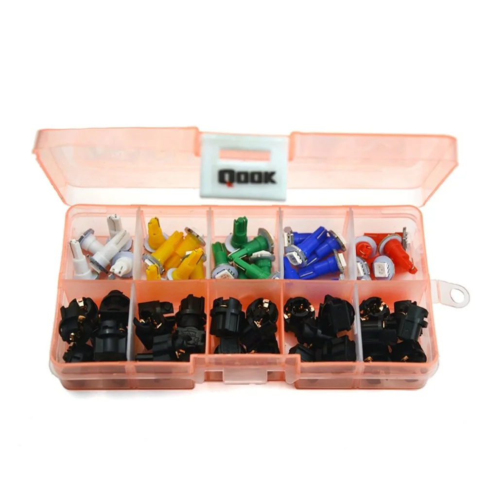

Newest 30 Sets Car Auto PC74 T5 LED Twist Socket Instrument Panel Cluster Plug Dash Light Mix Bulb With T5 Lamp Socket