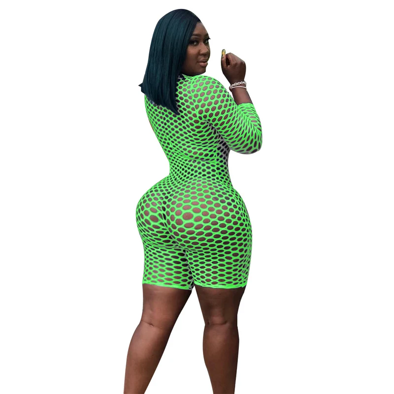 الجوف خارج انظر من خلال الشاطئ Playsuit النساء الجبهة البريدي الكامل كم نادي حزب بذلة الصيف عميق الخامس الرقبة ضمادة قصيرة ارتداءها