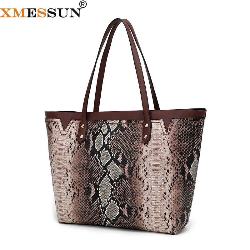 

XMESSUN 2019 High Quality Snake Handbags Composite Tote Ladies Leisure Travel Shopping Bag Women Shoulder Messenger Bag F220