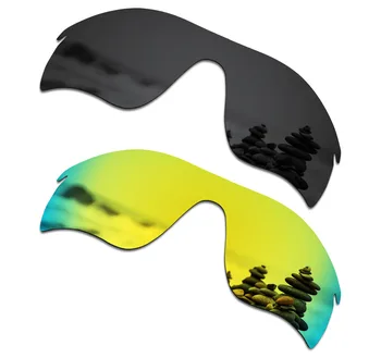 

SmartVLT 2 Pieces Polarized Sunglasses Replacement Lenses for Oakley RadarLock Path Stealth Black and 24K Gold
