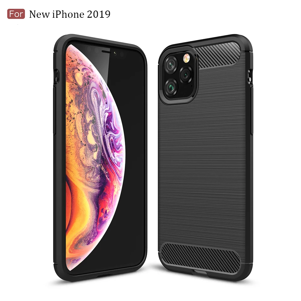 buy Silicone Case for iPhone 11 2019 on iPhone 11 Pro Max Carbon Fiber Phone Case Cover for iPhone XR X Xs Max 8 7 6 6s Plus Cases