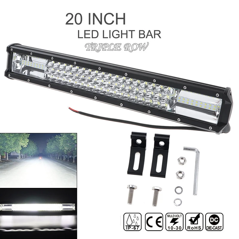 

7D 20 Inch 540W Car LED Work Light Bar Triple Row Spot Flood Combo Offroad Light Driving Lamp for Truck SUV 4X4 4WD ATV