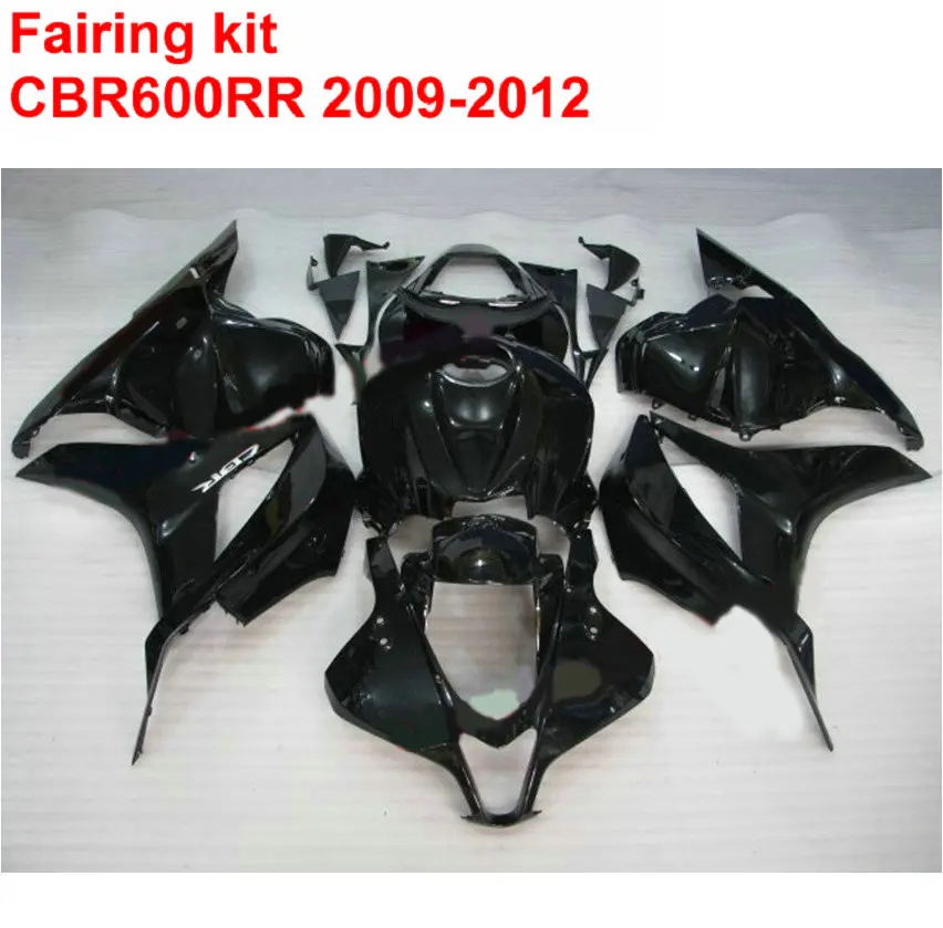 

Injection ABS Full Fairing Kit For HONDA CBR600RR 2009 2010 2011 2012 CBR 600 RR All Glossy Black Fairings 09-12 SZ12