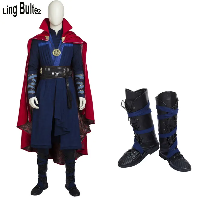 Ling Bultez/Высококачественный костюм Доктора Стрэнджа для костюмированной вечеринки с накидкой и сапогами с ожерельем