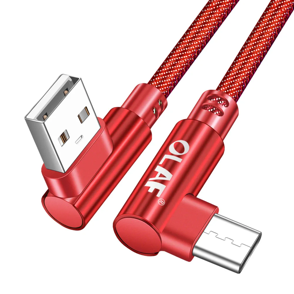 Кабель OLAF 1m 2m type C для быстрой зарядки на 90 градусов, кабель usb c type-c для передачи данных, кабель usb-c для samsung S8 S9 S10 type C, кабель usb - Цвет: RED