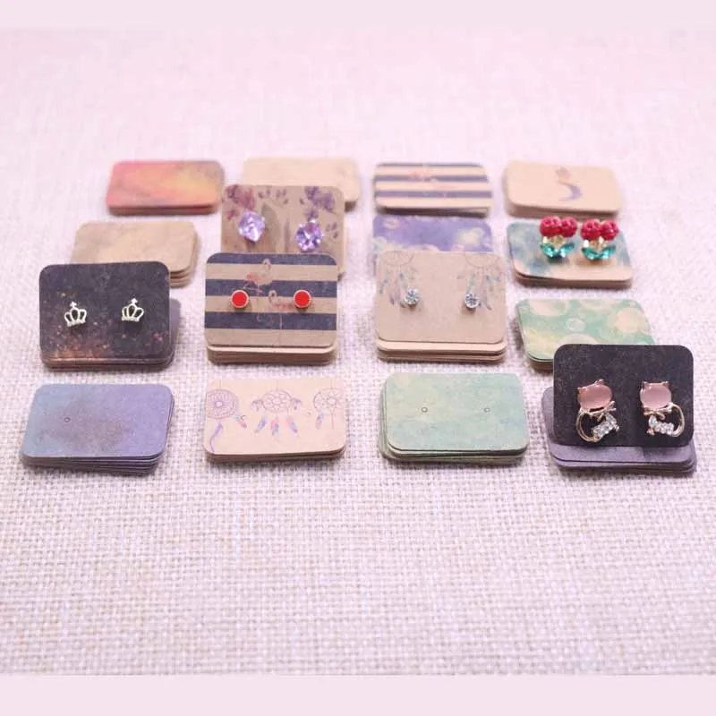 

2019New Earring Card Paperboard 25x35mm Stripe Solid Flower Design Printed Jewelry Kraft Card Popular Hot Sell Cute Display Card