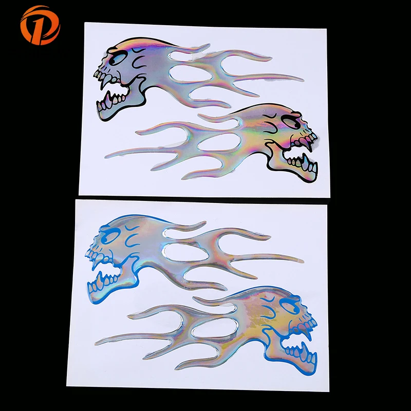 

POSSBAY Flame Sticker Flame Skull Decal Motorcycle Stickers Car Truck Door Window Decoration Fuel Tank Sticker
