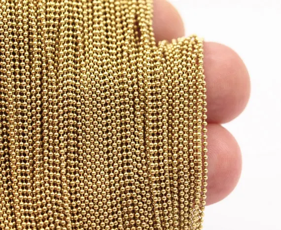100 meters Tiny Ball Chain 1mm Raw Brass Ball Chain