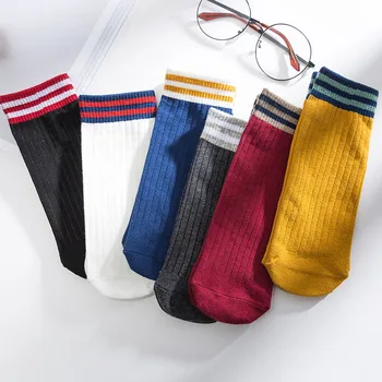 

5Pairs/lot Fashion Recommend Quality Stripe Women Socks Breathable Cotton Socks Candy Color Hot Sale Female Comfortable Socks