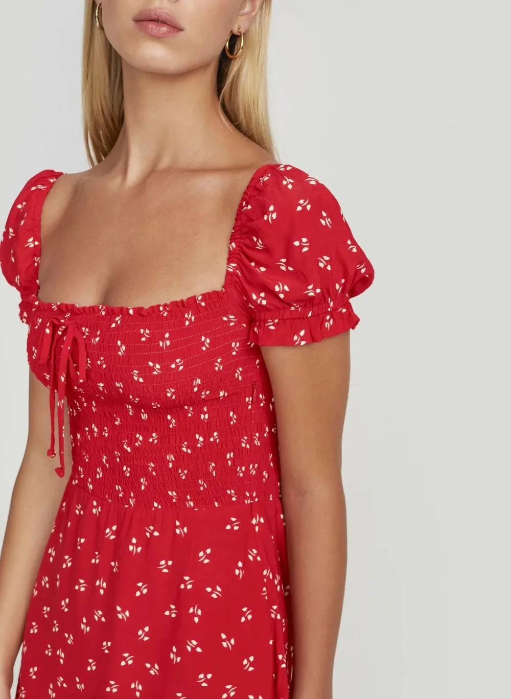 Summer Chiffon Red Short Dress Vintage Floral Print Loose Dress Elegant Lace up Party Mini Dress 2019 Women Summer Dress TS87 (3)