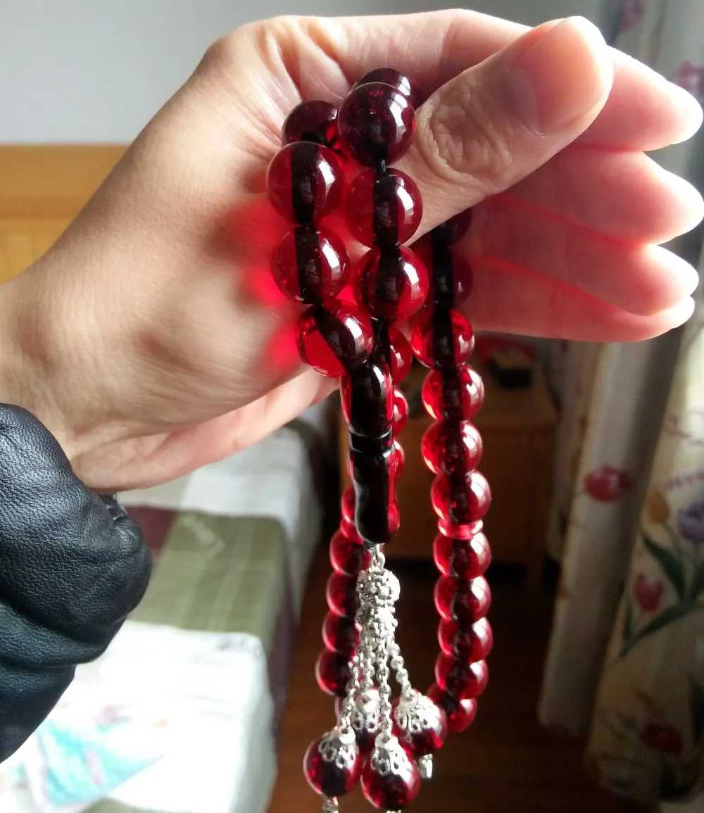Islamic 33 fire red amber color prayer beads Rosary Muslim tasbih misbaha tasbeeh sibha masbaha tespih subha Ramadan Eid gift