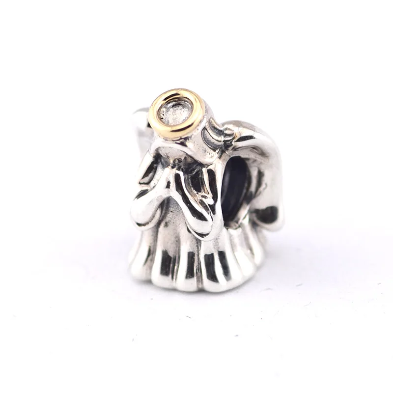 

Fits for Pandora Charms Bracelets Divine Angel Beads With 14K Real Gold 100% 925 Sterling Silver Jewelry Free Shipping